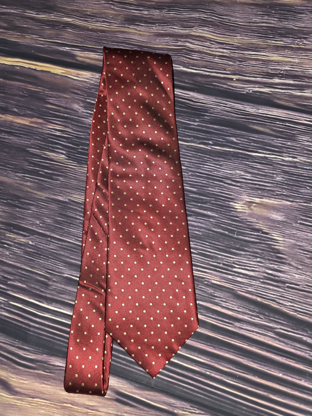 Milano Burgundy Tie with Cream Polka Dots